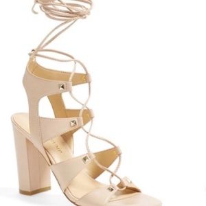 Ivanka Trump nude lace up heels